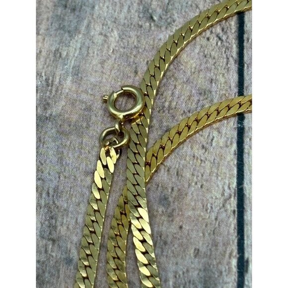 Gold Tone Herringbone Double Strand Chain Necklace Convertible 2 Chains 17" 21" - Picture 8 of 12